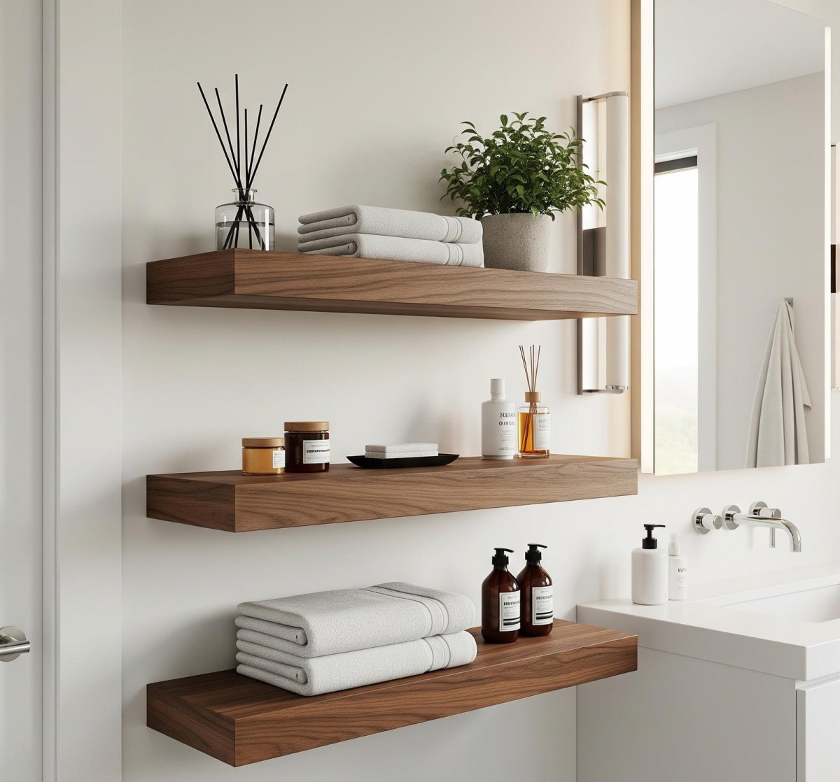 Badezimmer Holz Wandregal