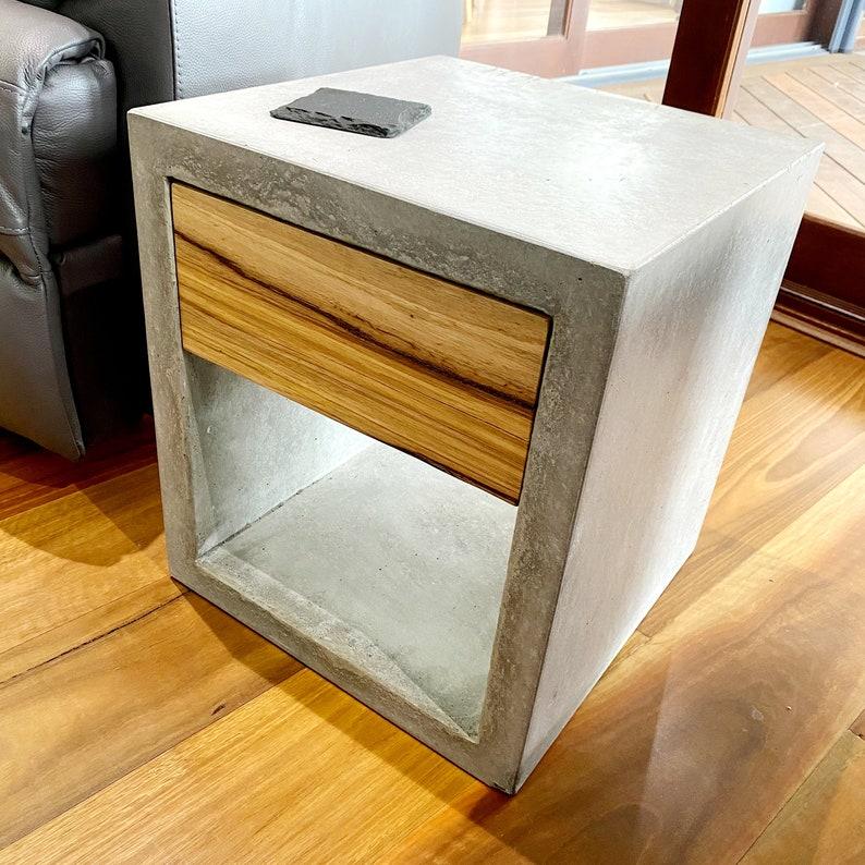Moderner Holz Beton Nachttisch