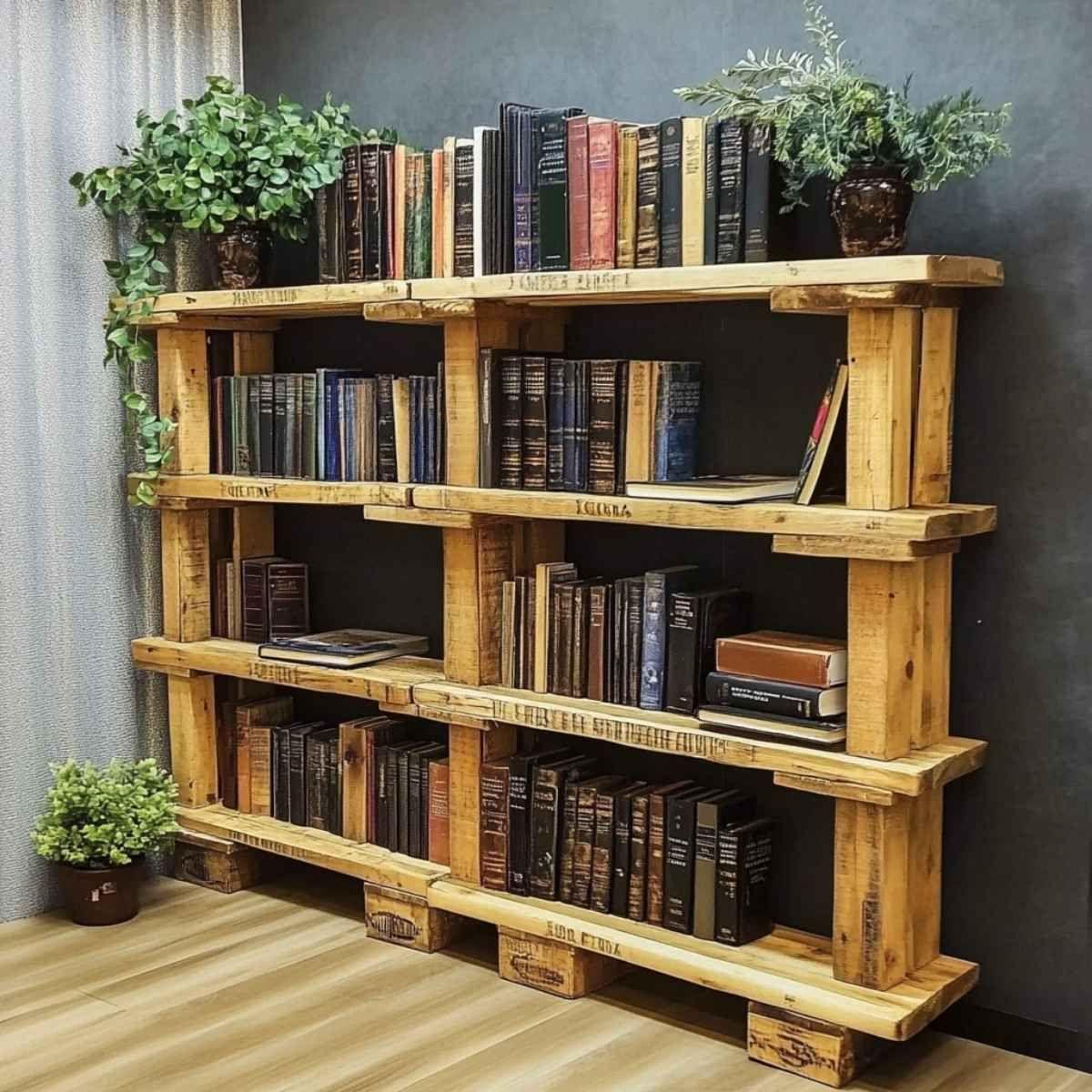 Bücherregal aus alten Paletten