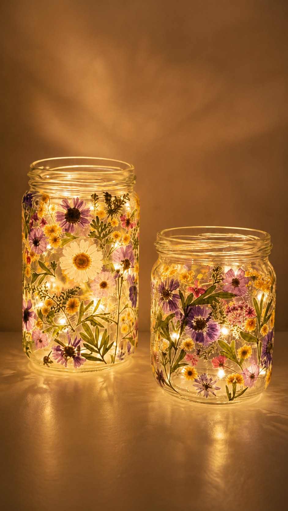 Gepresste Blumen Im Einmachglas Mit Lichterkette Basteln