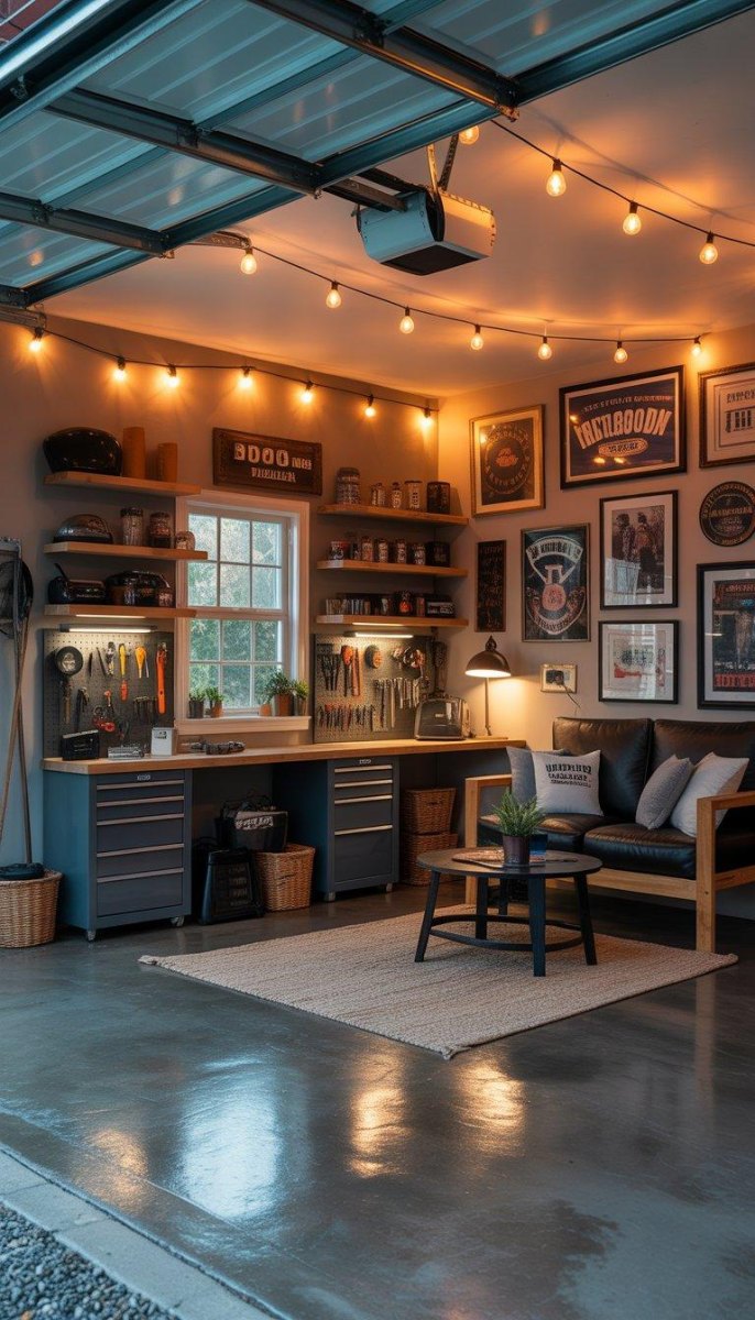 Kreativ gestaltete Werkstatt Garage