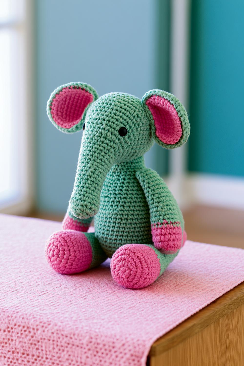 Elefant in Mint und Pink