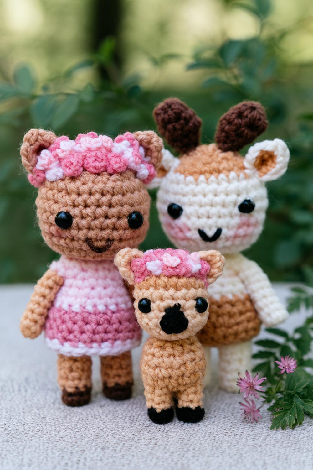 Süße Reh-Familie im Garten