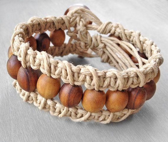 Makramee Armband mit Holzperlen