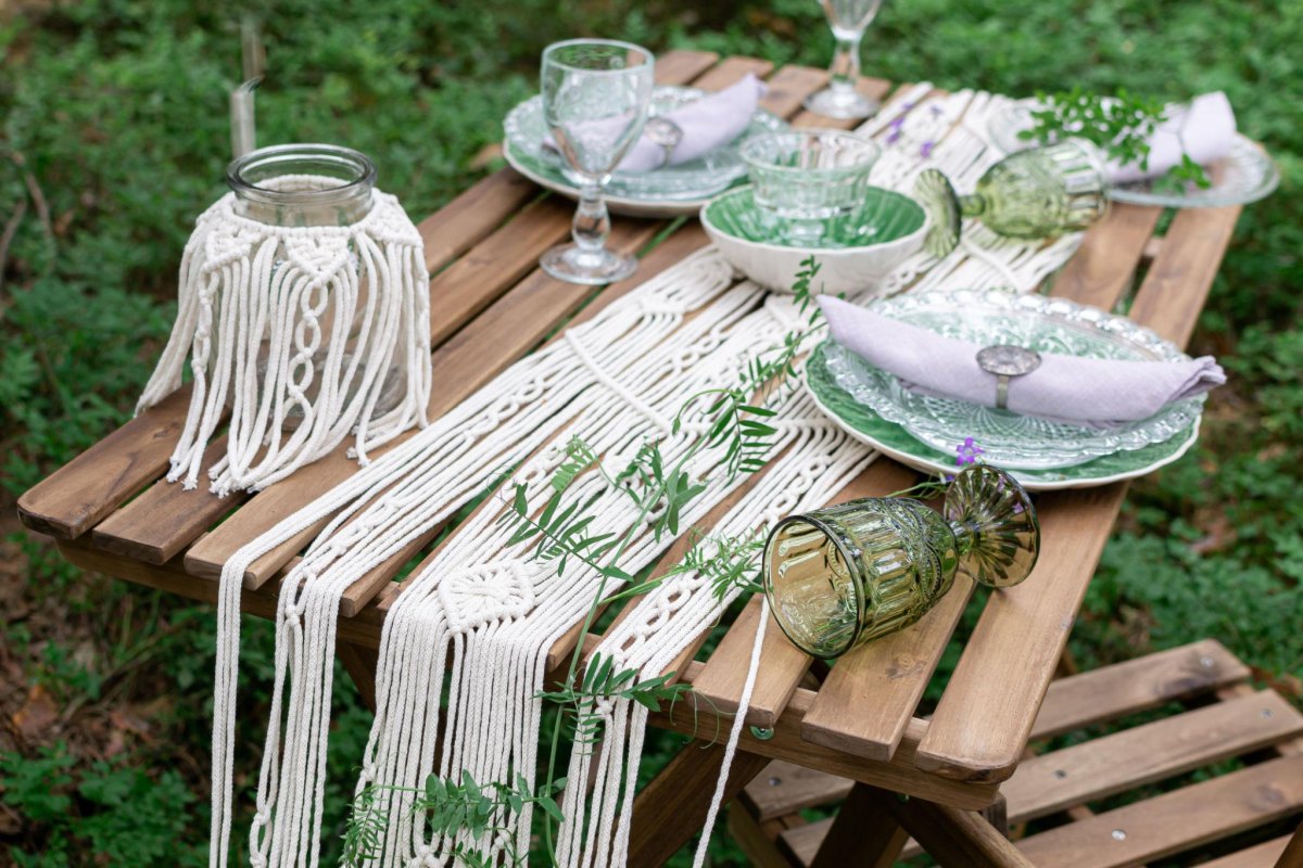 Makramee Tischdeko Gartenfest
