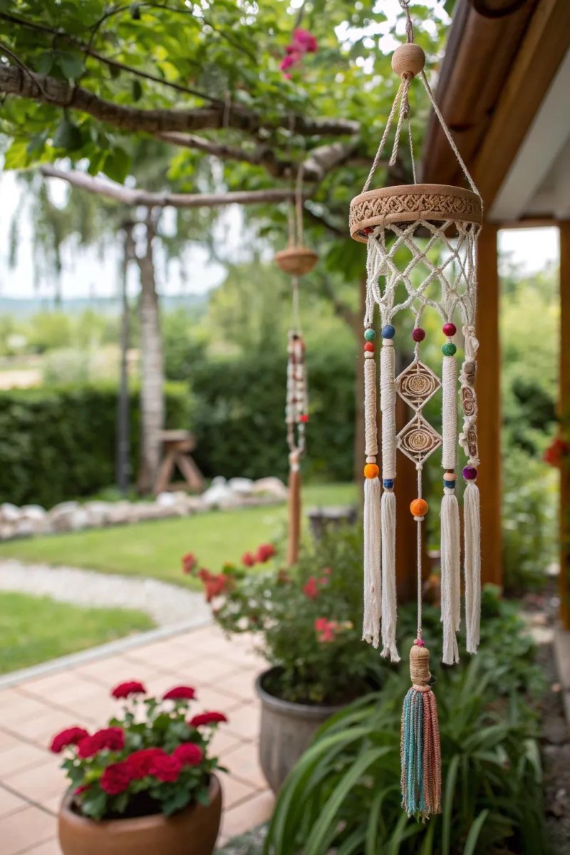 Makramee Deko Ideen draußen für Garten und Balkon