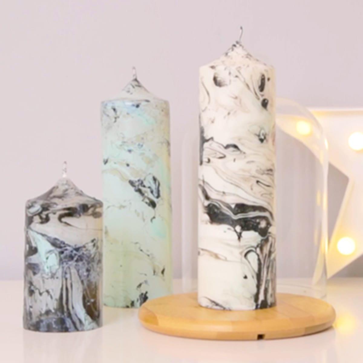 Marmorierte DIY Kerze