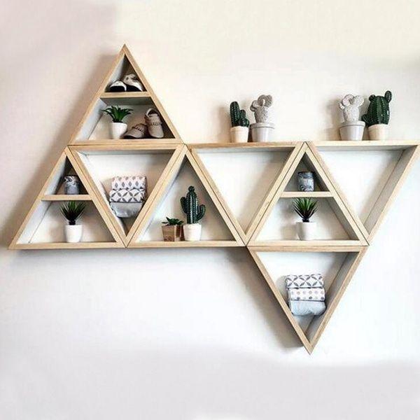 Geometrisches Holz Wandregal