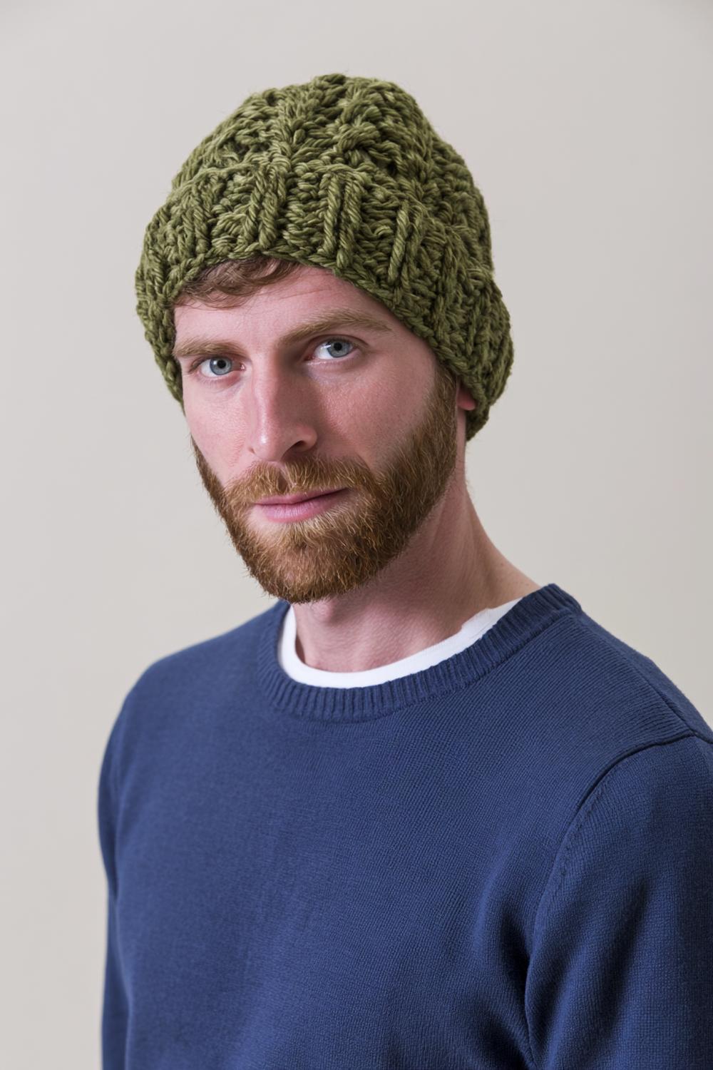 Olivgrüne Textur-Beanie