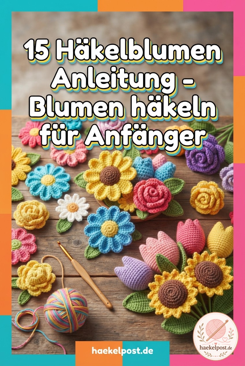 15 Häkelblumen Anleitung - Blumen häkeln für Anfänger