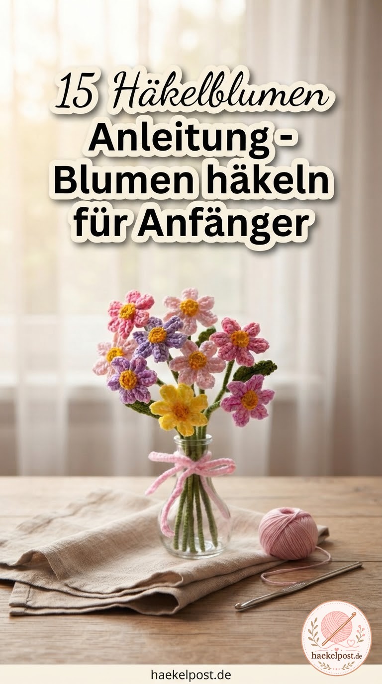 15 Häkelblumen Anleitung - Blumen häkeln für Anfänger