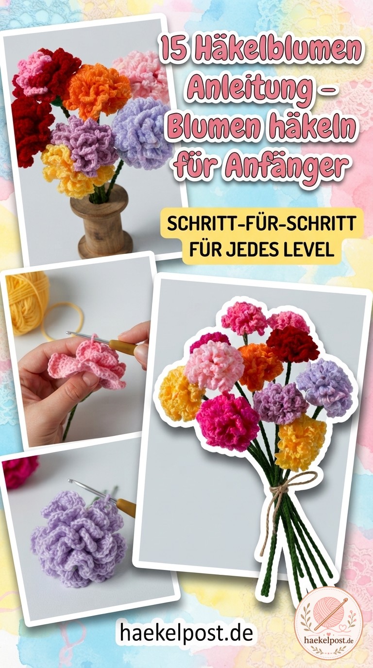 15 Häkelblumen Anleitung - Blumen häkeln für Anfänger