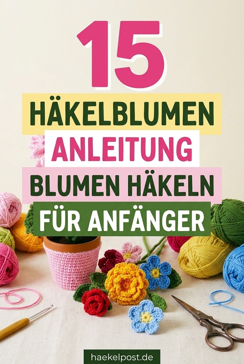 15 Häkelblumen Anleitung - Blumen häkeln für Anfänger