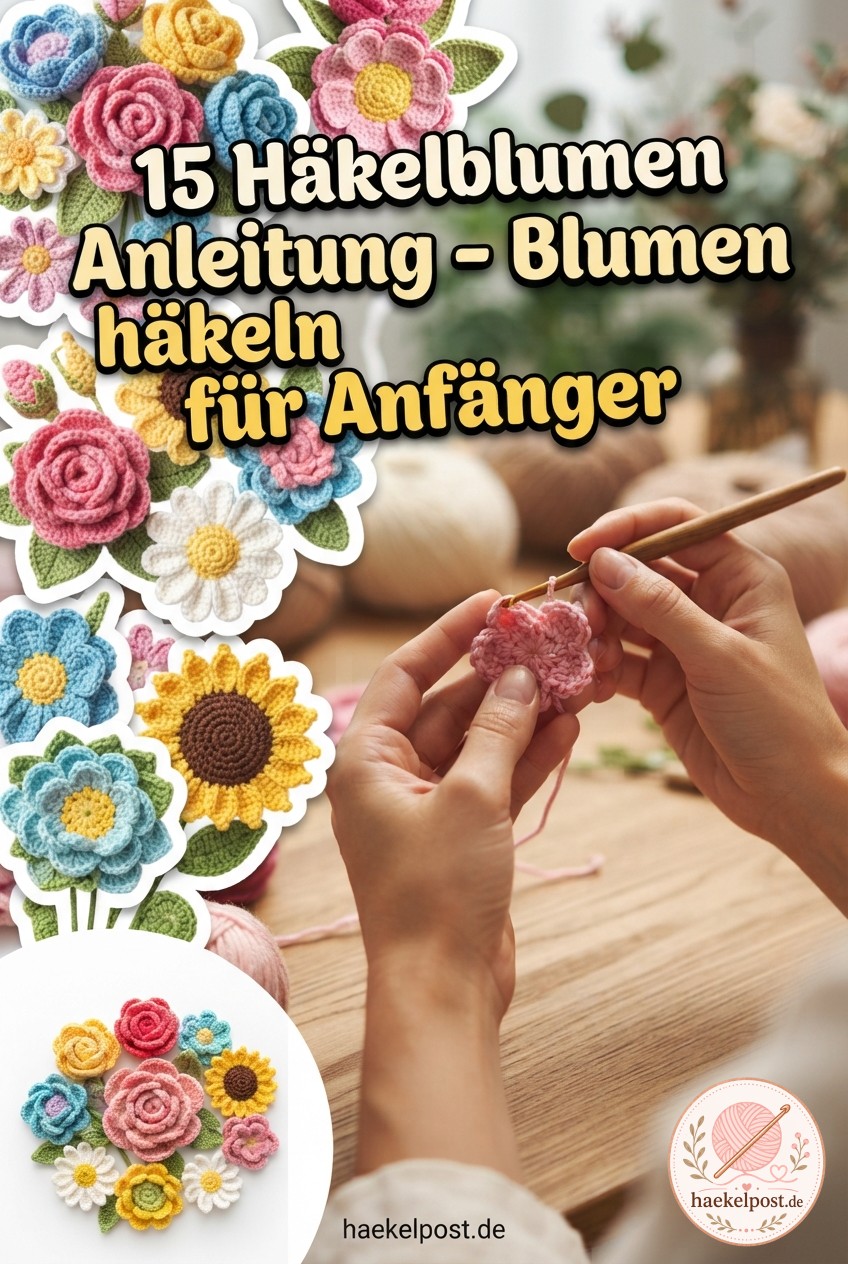 15 Häkelblumen Anleitung - Blumen häkeln für Anfänger