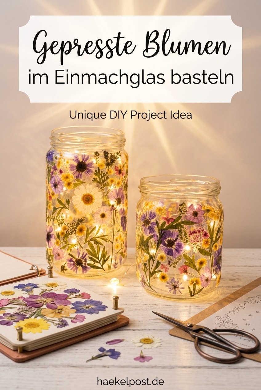 Gepresste Blumen im Einmachglas basteln