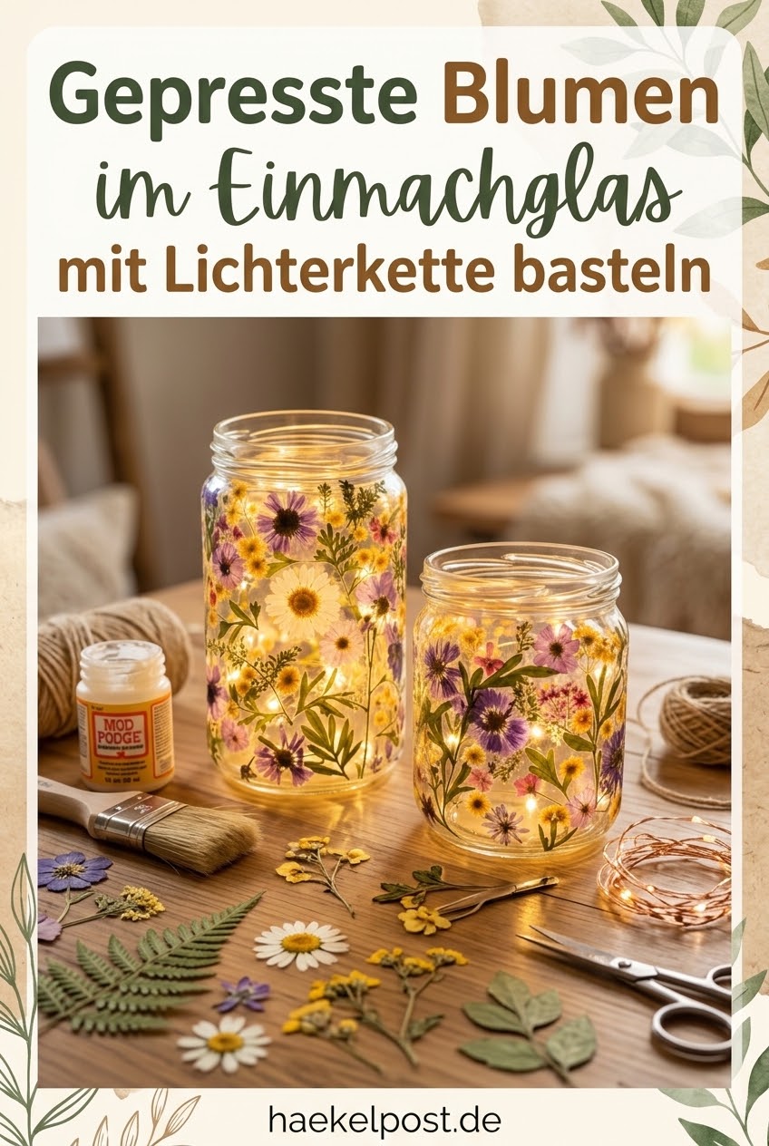 Gepresste Blumen Im Einmachglas Mit Lichterkette Basteln
