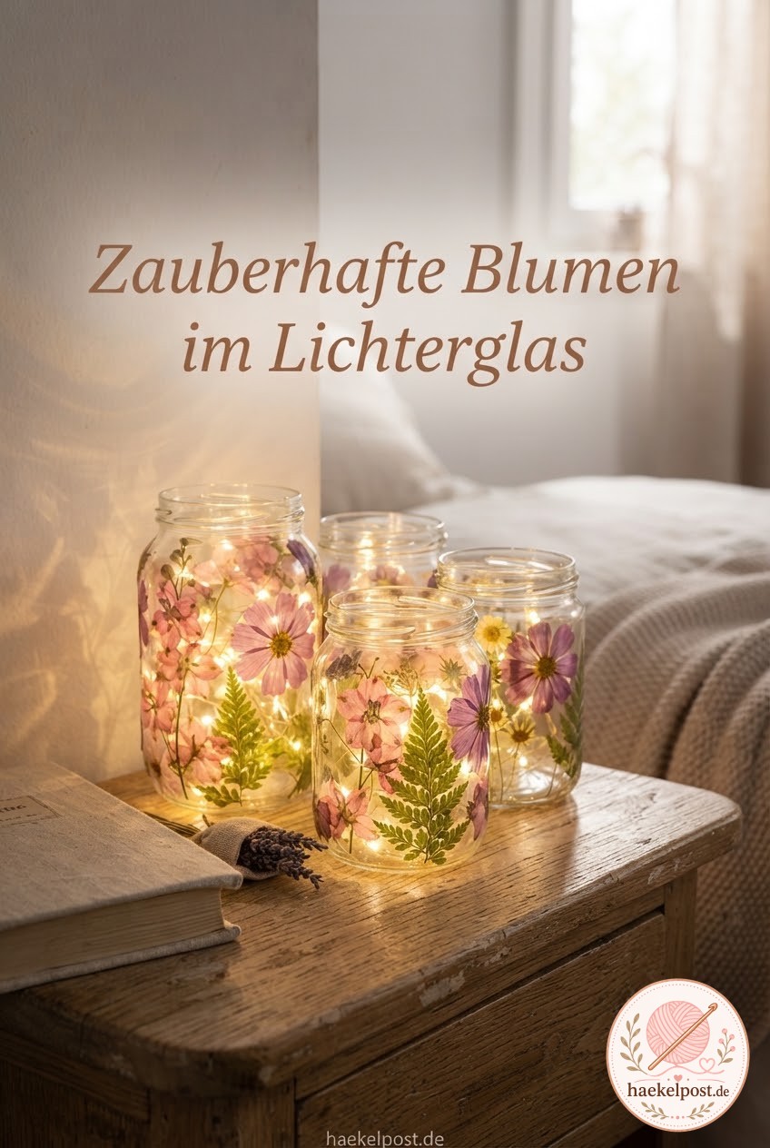 Zauberhafte Blumen im Lichterglas