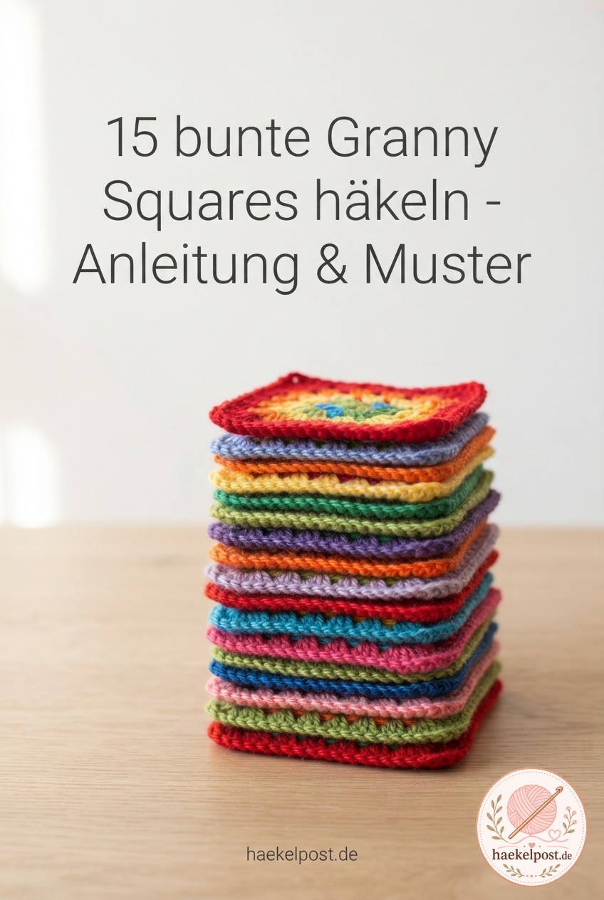 15 bunte Granny Squares häkeln - Anleitung & Muster