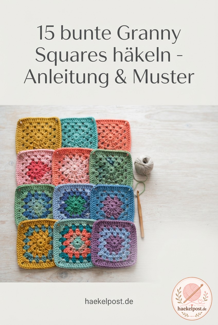 15 bunte Granny Squares häkeln - Anleitung & Muster