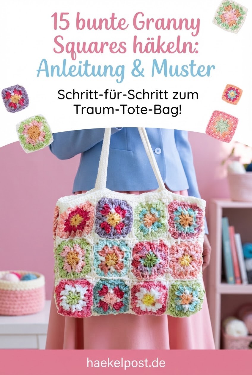 15 bunte Granny Squares häkeln: Anleitung & Muster