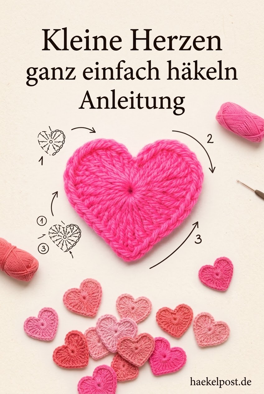 Kleine Herzen ganz einfach häkeln Anleitung