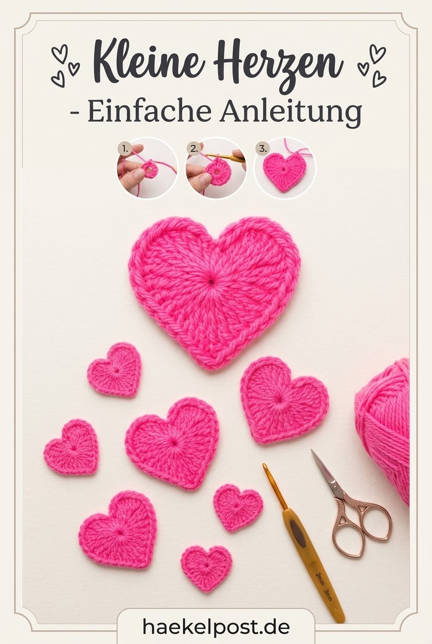 Kleine Herzen Häkeln - Einfache Anleitung