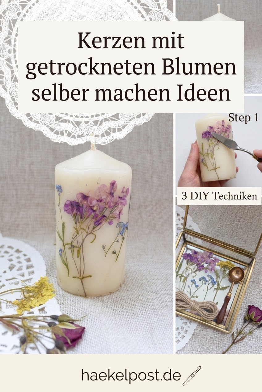 Kerzen mit getrockneten Blumen selber machen Ideen