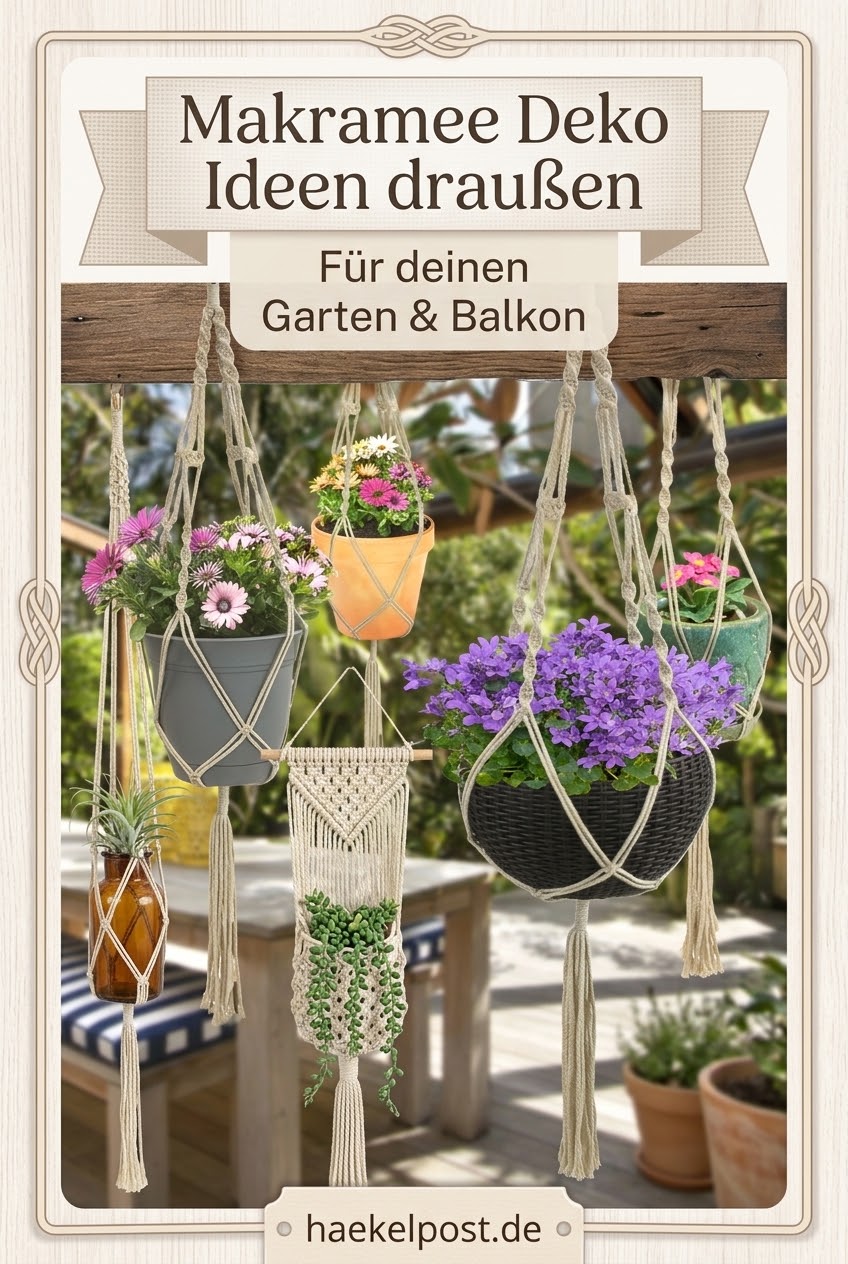 Makramee Deko Ideen draußen für Garten und Balkon