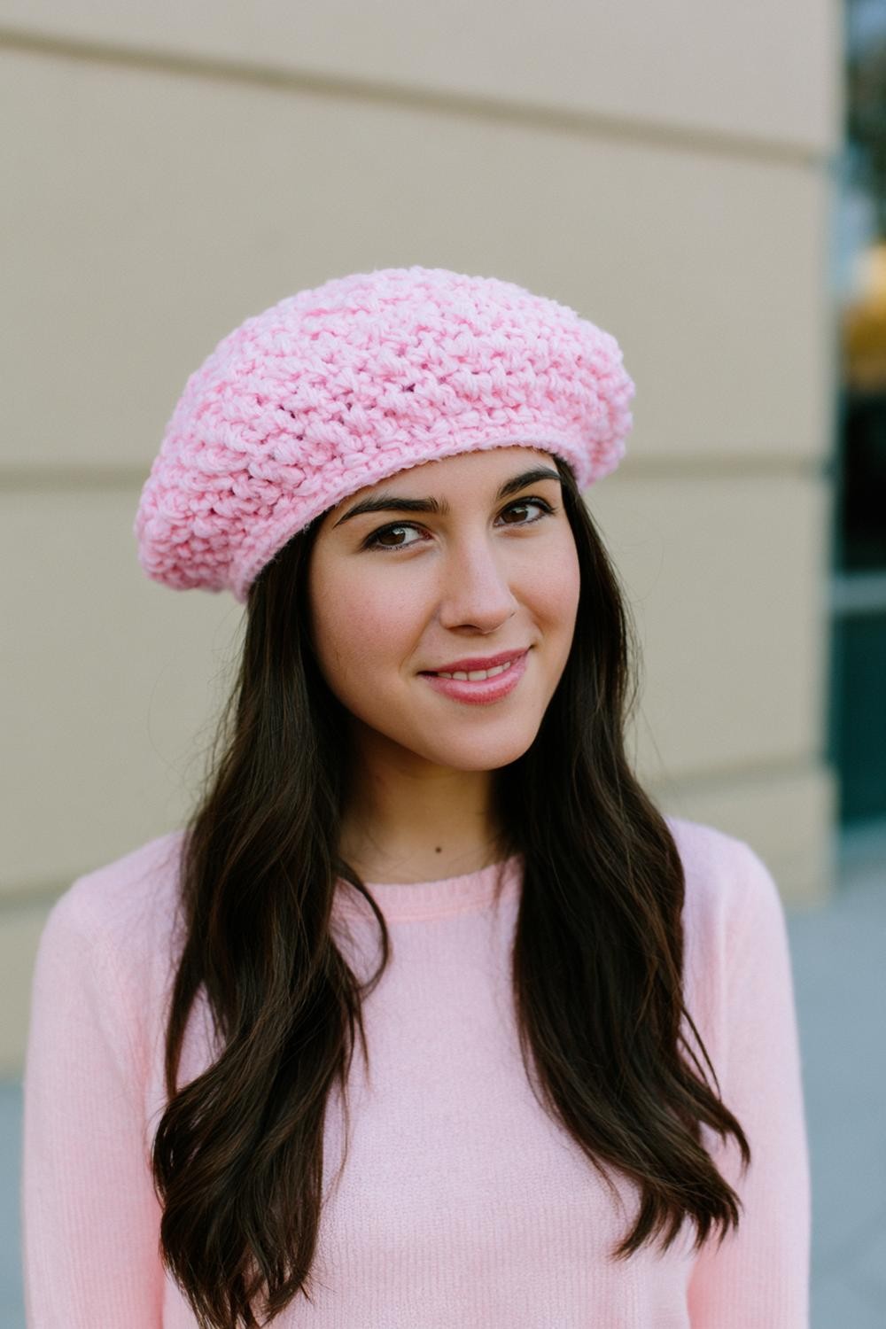 Rosa Häkelberet in Perfektion