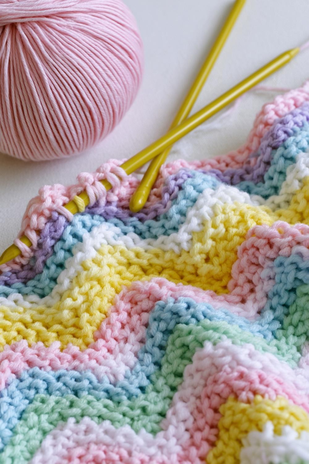 Bunte Regenbogen-Strickarbeit
