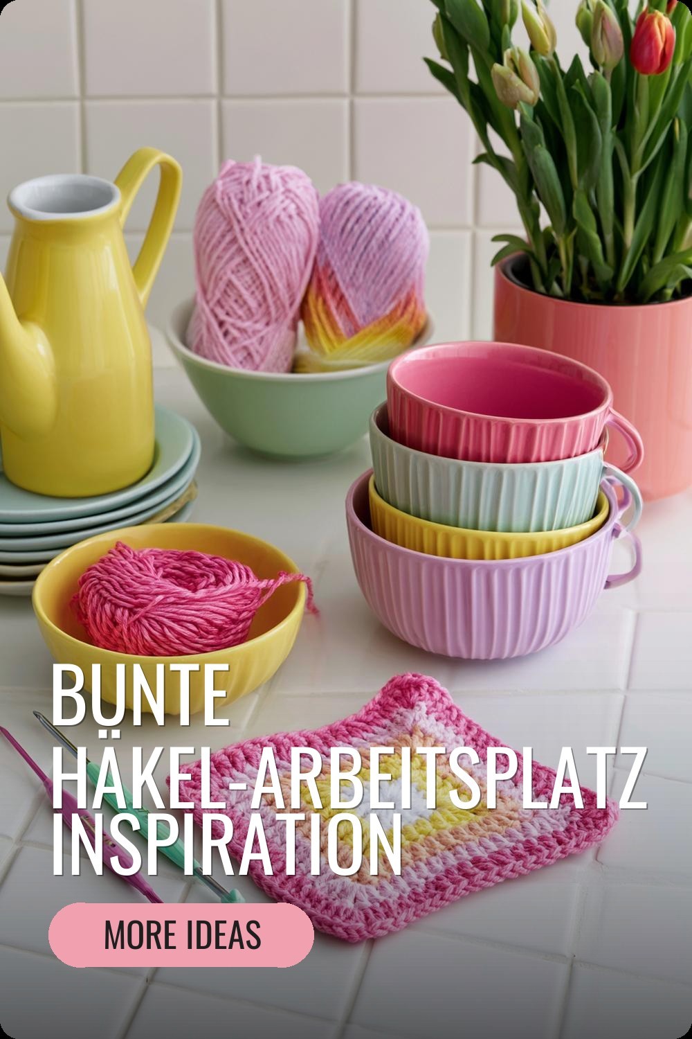 Bunte Häkel-Arbeitsplatz Inspiration
