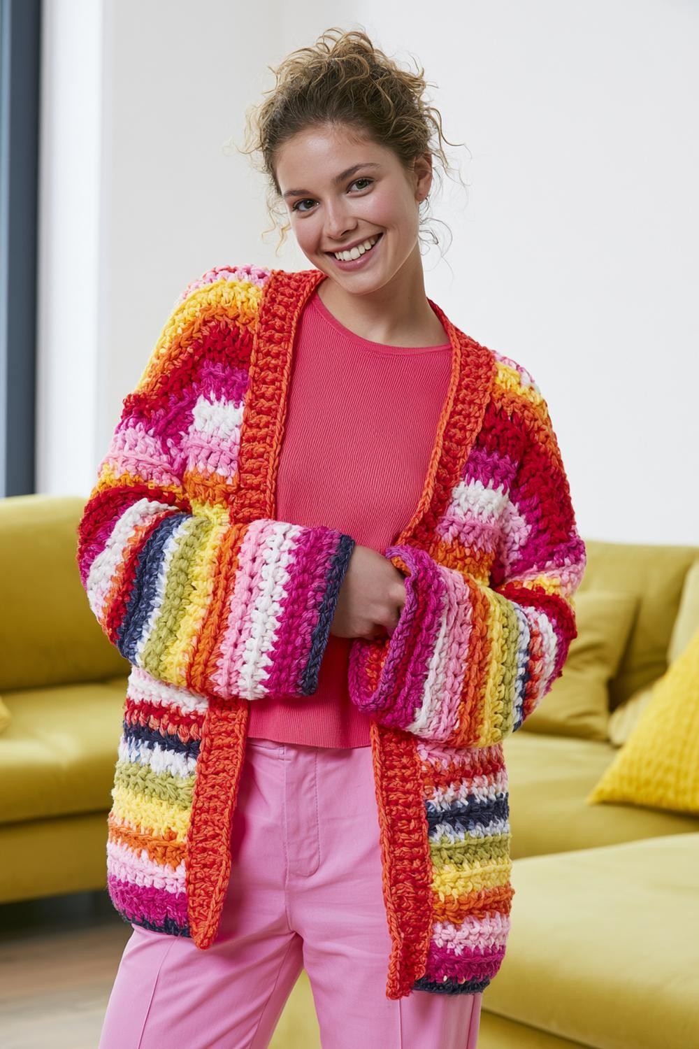 Oversized Cardigan in Streifenoptik