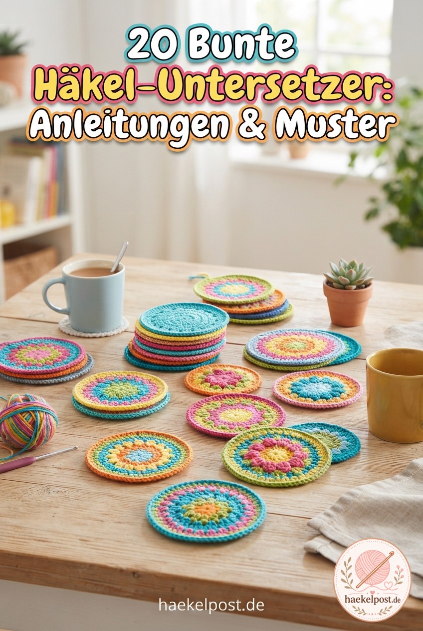 20 Bunte Häkel-Untersetzer: Anleitungen & Muster