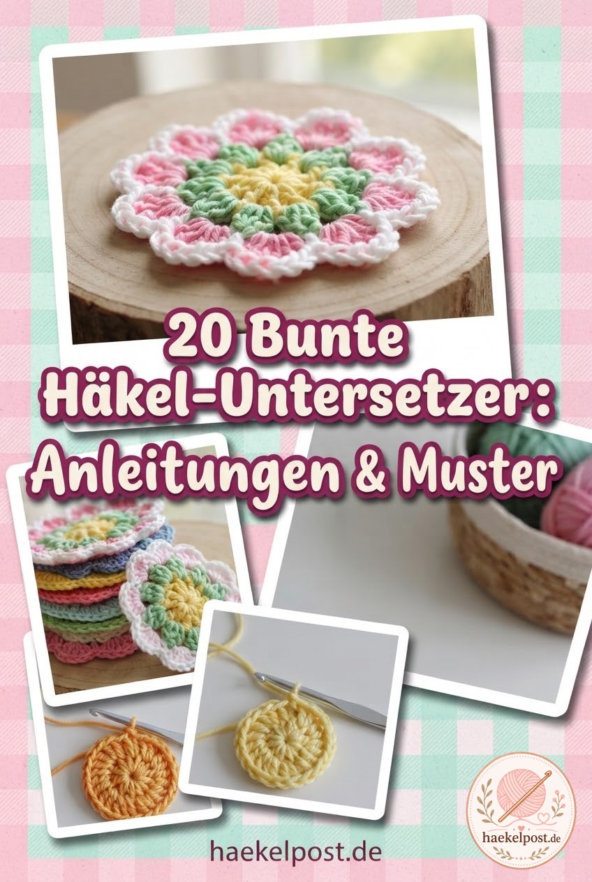 20 Bunte Häkel-Untersetzer: Anleitungen & Muster