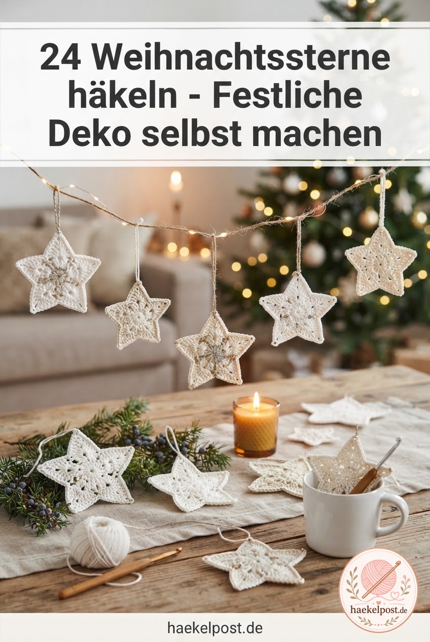 24 Weihnachtssterne häkeln - Festliche Deko selbst machen