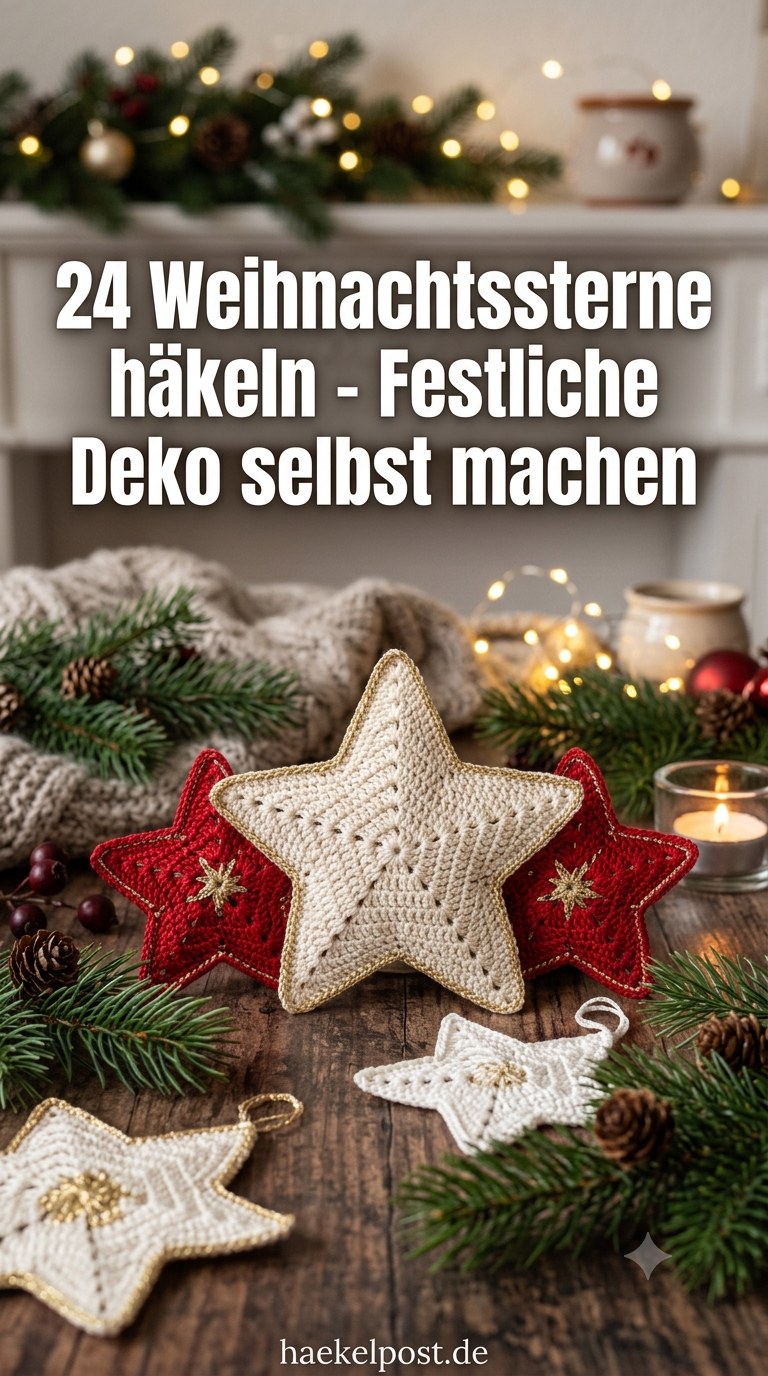 24 Weihnachtssterne häkeln - Festliche Deko selbst machen