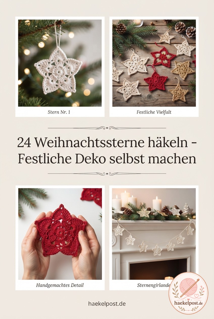 24 Weihnachtssterne häkeln - Festliche Deko selbst machen