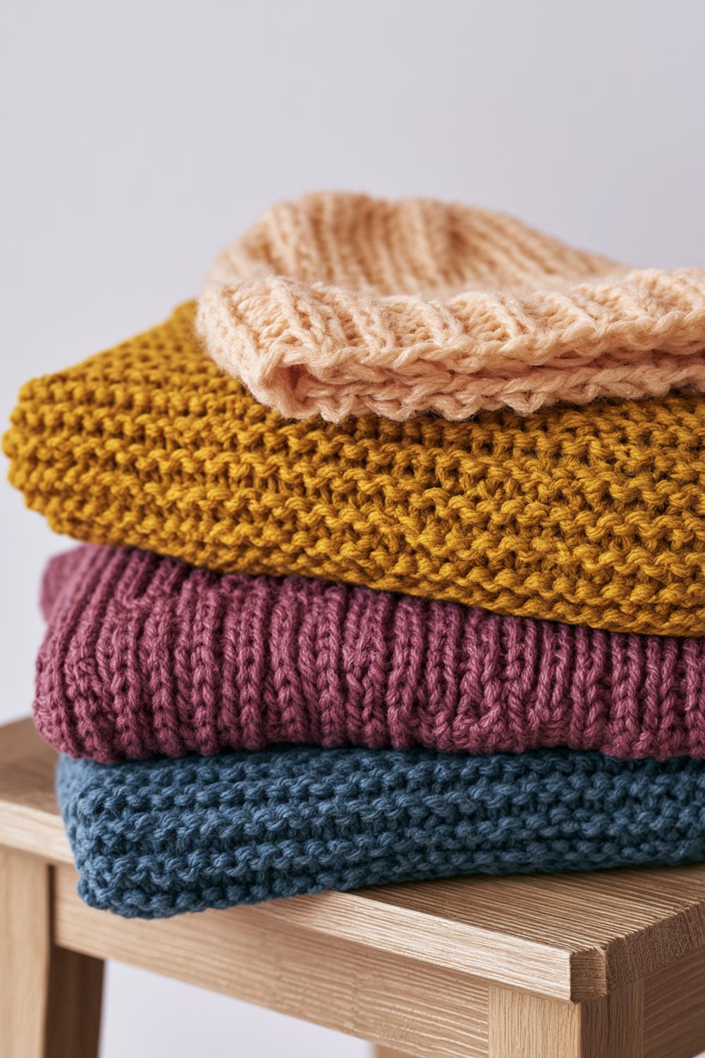 Farbenfrohe Strickpullover-Kollektion