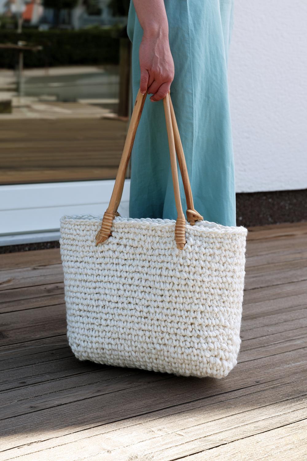 Cremefarbene Strandtasche