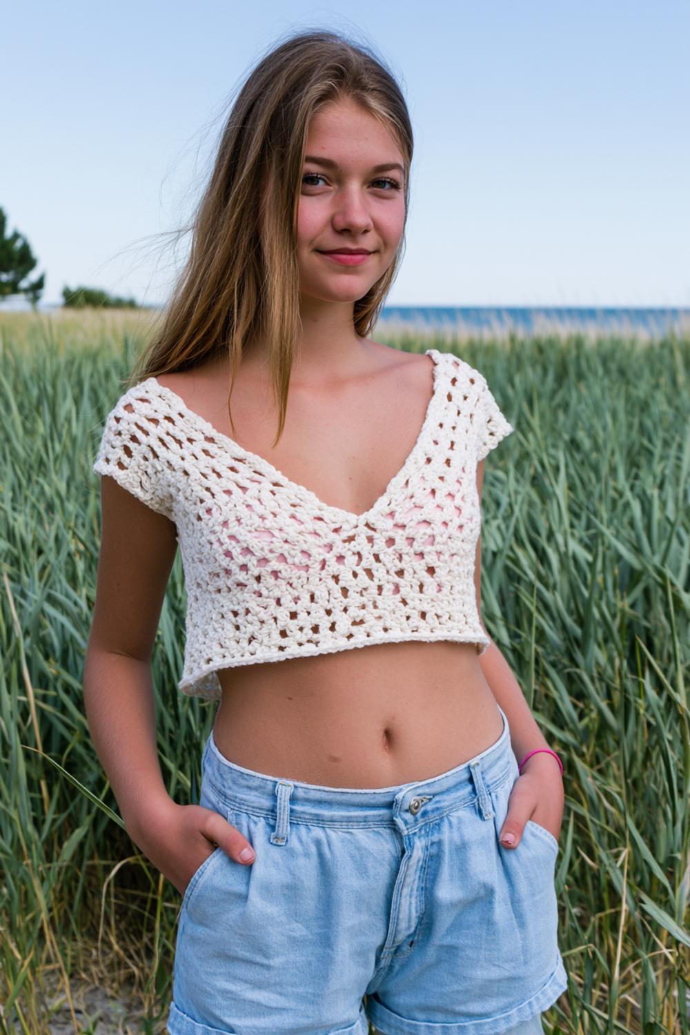 Luftiges Crop-Top mit V-Ausschnitt