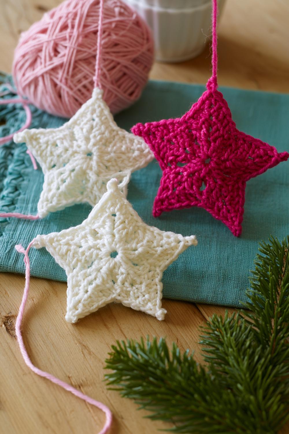 24 Weihnachtssterne häkeln - Festliche Deko selbst machen